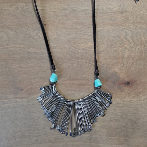 Lucky Brand Jewelry - Lucky Brand silver paddle and leather necklace